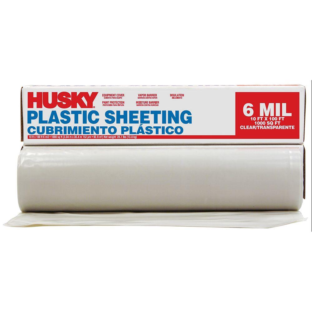 Husky 10 Ft X 100 Ft Clear 6 Mil Polyethylene Sheeting 56 Rolls