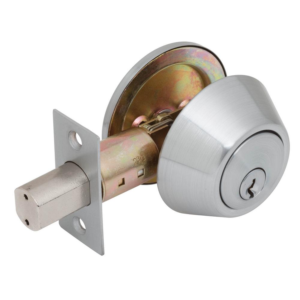 Kwikset 663 Series Satin Chrome Single-Sided Thumbturn Only Deadbolt ...