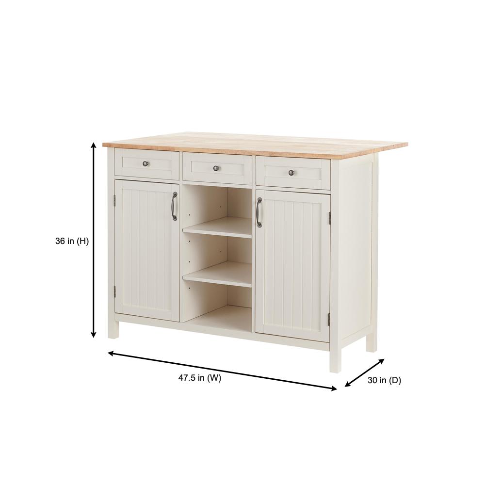 Stylewell Bainport Ivory Wood Kitchen Island With Natural Butcher Ivory Wood Kitchen Island