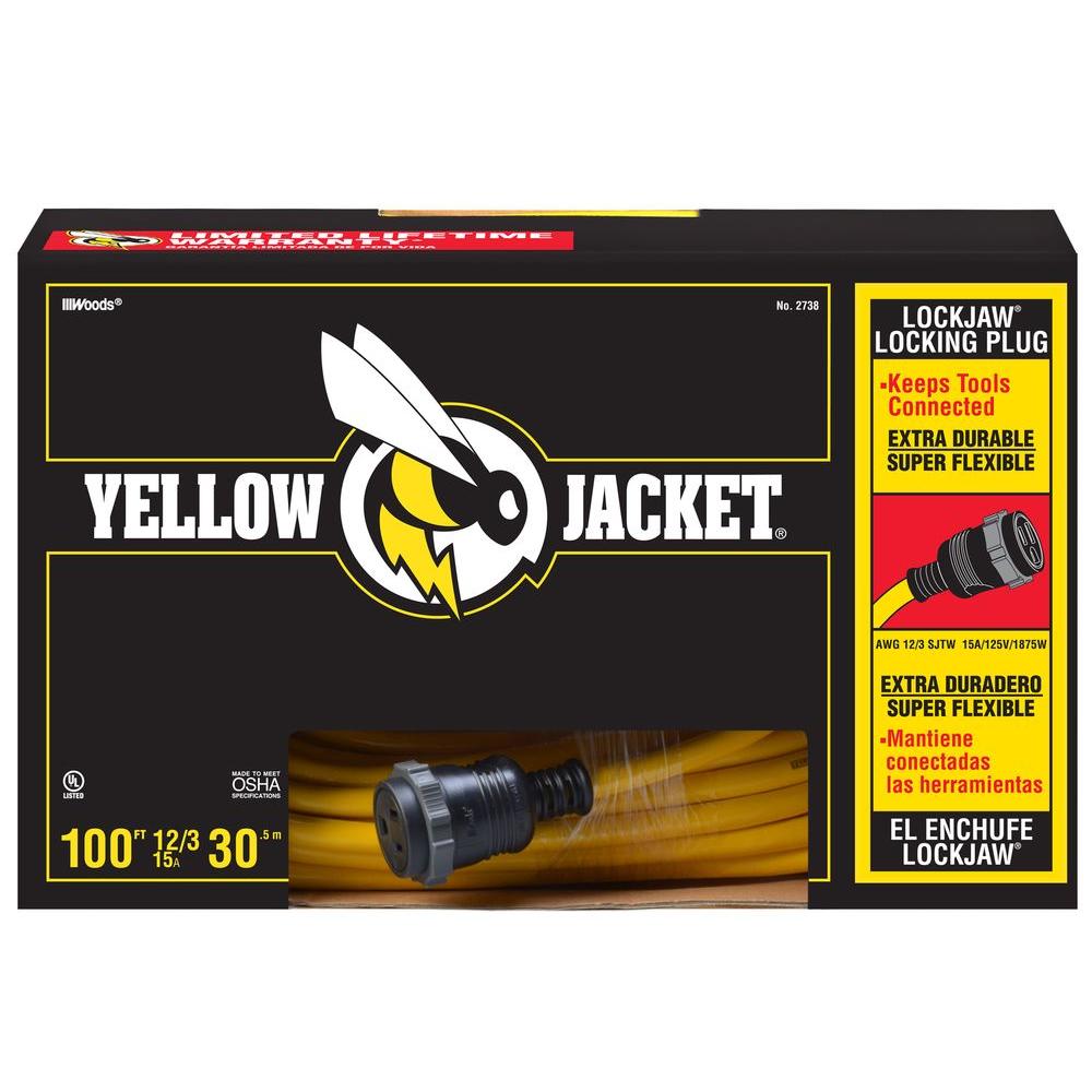 Yellow Jacket 100 ft. 12/3 SJTW Outdoor Heavy-Duty Extension Cord with Lock Jaw... by Yellow Jacket