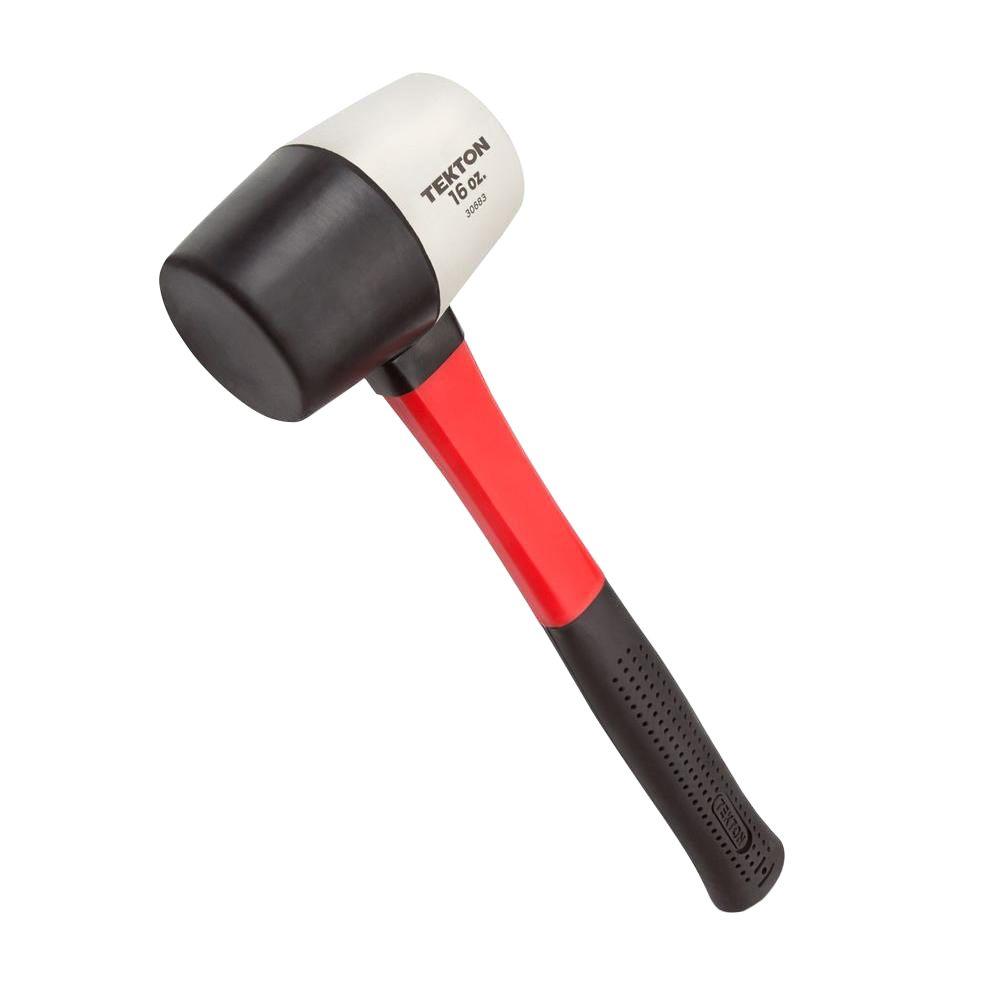 TEKTON 16 Oz. Fiberglass Handle White/Black Rubber Mallet-30683 - The ...