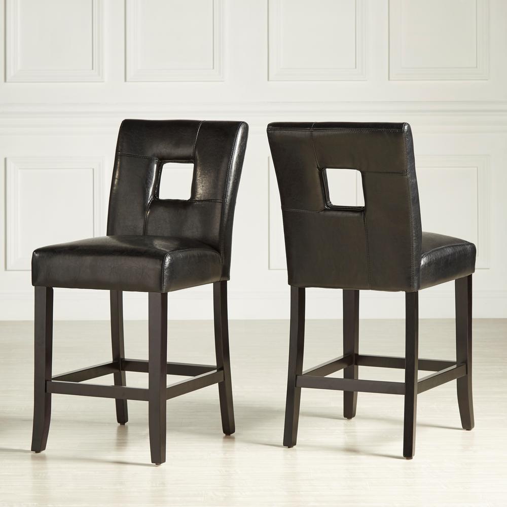 HomeSullivan 24 in. Sorrento Black Cushioned Bar Stool (Set of 2 ...