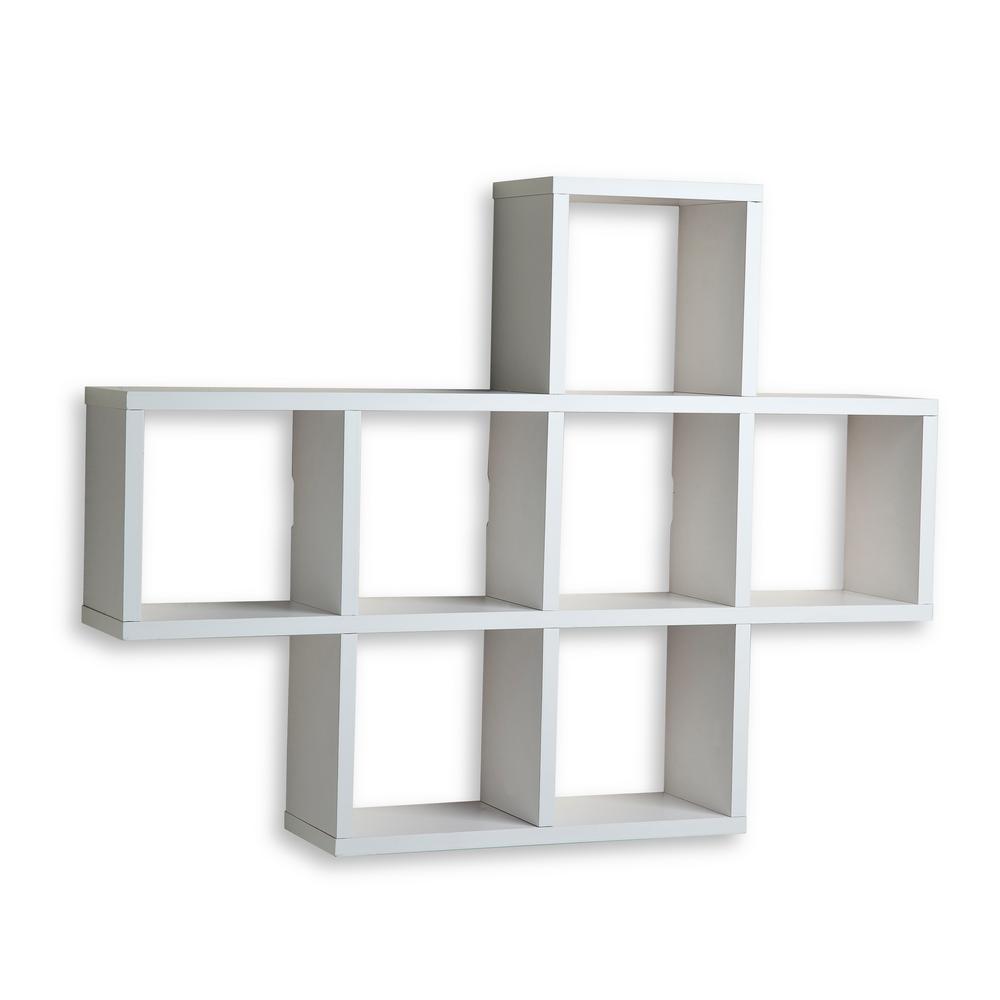 White Floating 3 Tiers Wall Mounted Shelves Shelving The White Laminated Cubby Shelf