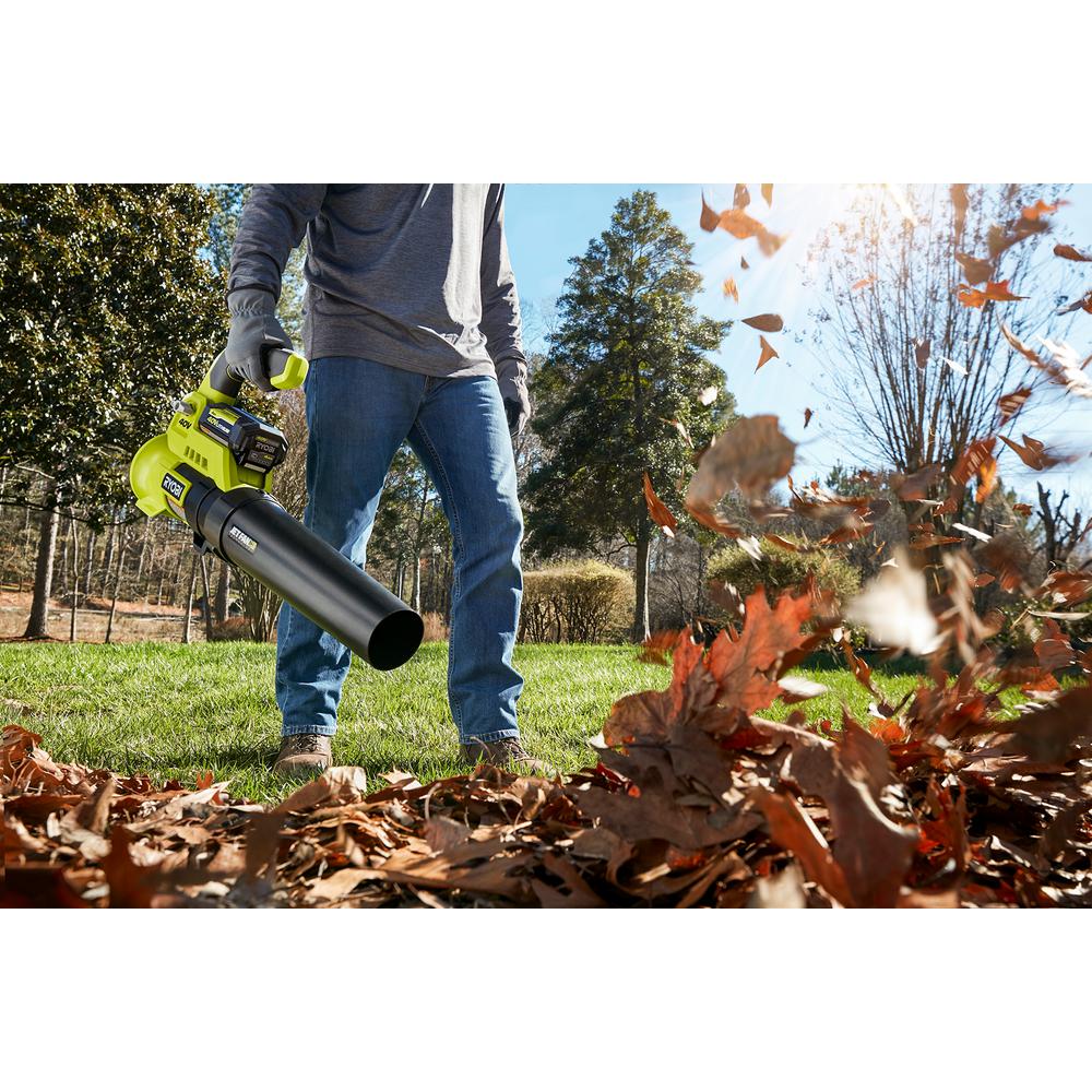 Ryobi 110 Mph 525 Cfm 40 Volt Lithium Ion Cordless Variable Speed Jet Fan Leaf Blower Two 4 0 Ah Batteries Charger Included Ry40480vnm 2b The Home Depot
