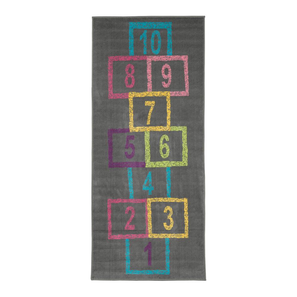 Ottomanson Children Garden S Collection Grey Background Hopscotch