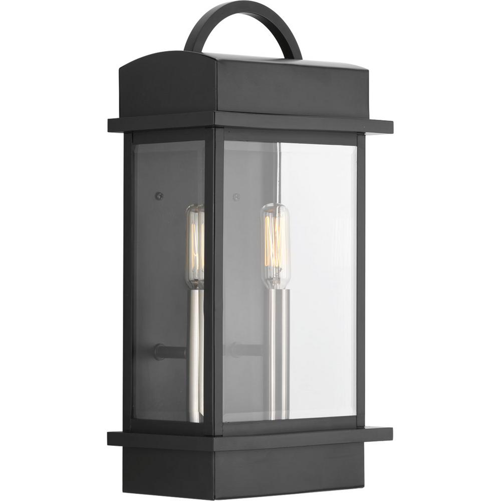 Progress Lighting Santee Collection 2 Light Black 15 25 In Outdoor Wall Lantern Sconce