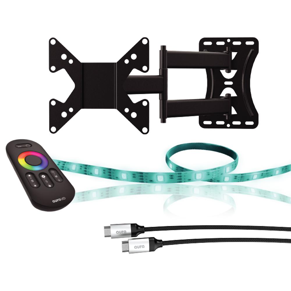 Tzumi Color Home TV Bundle TV Wall Mount LED Light Strip and HDMI Cable ...