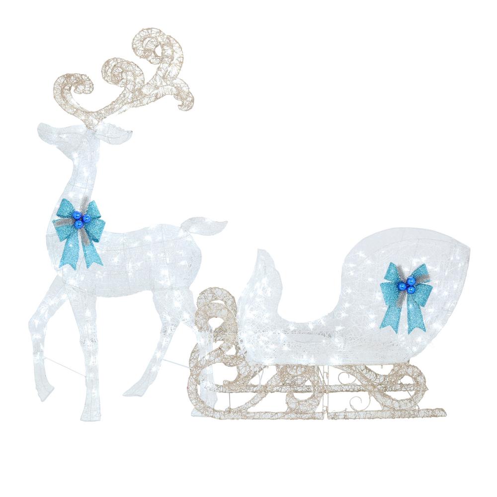 Home Accents Holiday Icicle Shimmer 65 in. LED Lighted White Reindeer