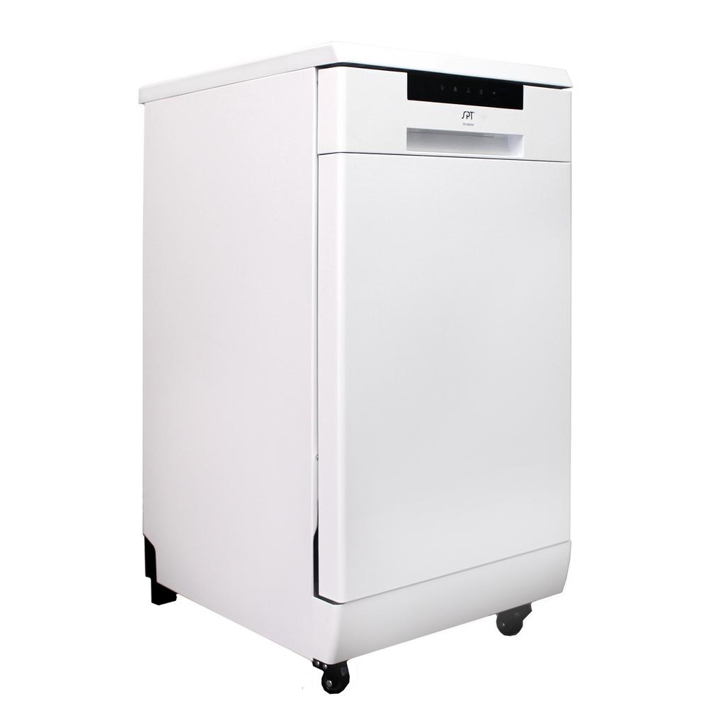 Spt 18 In White Electronic Portable 120 Volt Dishwasher With 6 Cycles With 8 Place Setting Capacity Sd 9263w The Home Depot