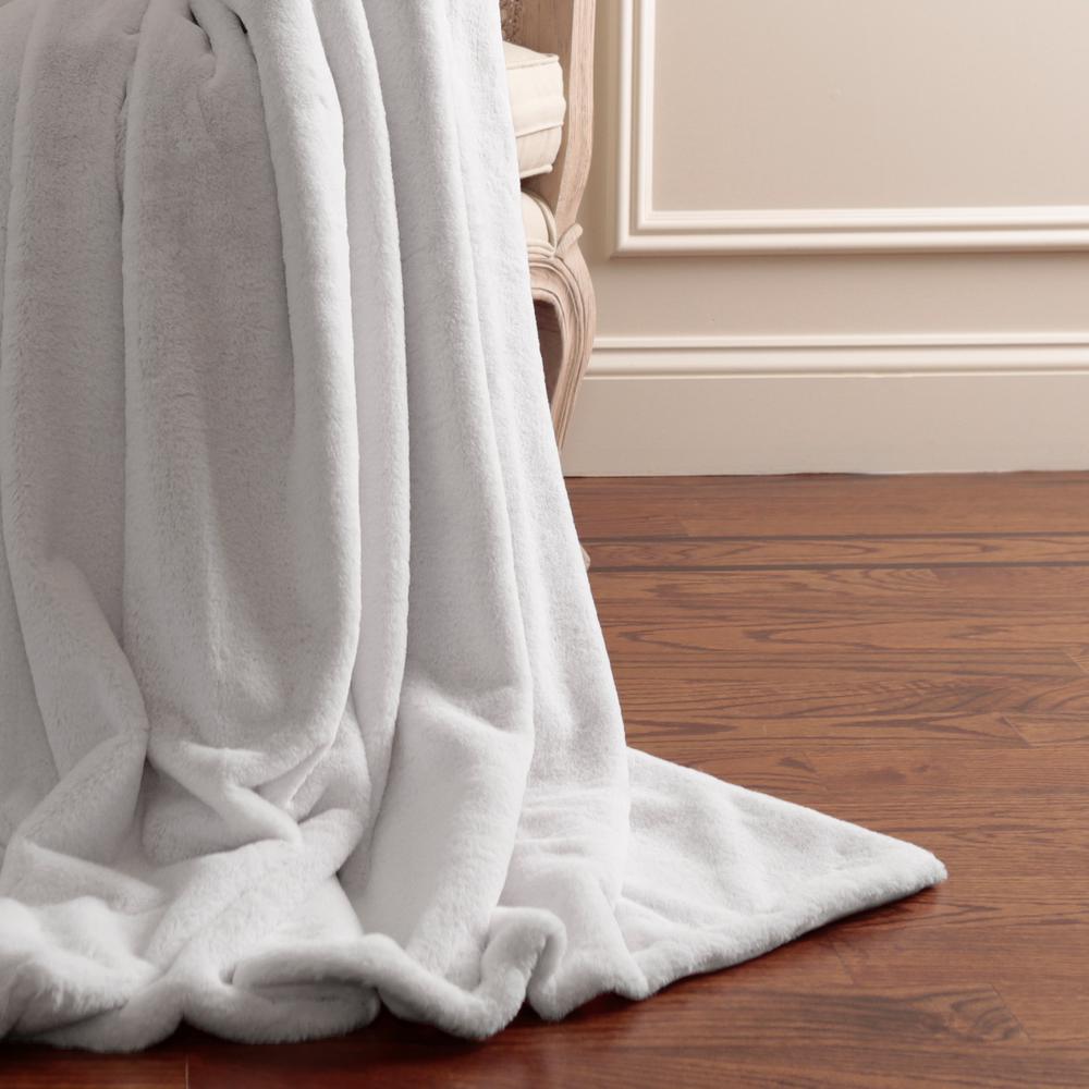 Best Home Fashion Luxe Faux Fur 60 in. L Grey Throw THROW_LUXE_FUR60