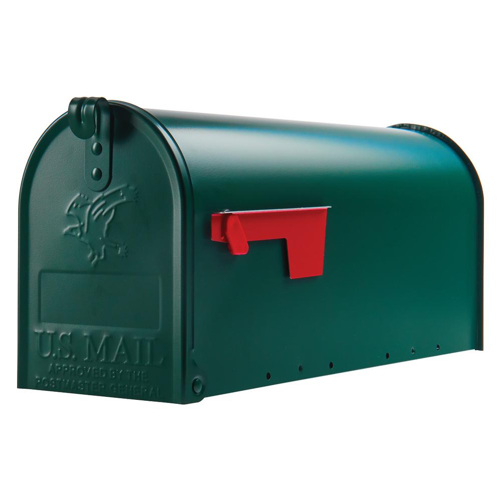 Gibraltar Mailboxes Elite Medium Size Galvanized Steel PostMount Mailbox in GreenE1100G00