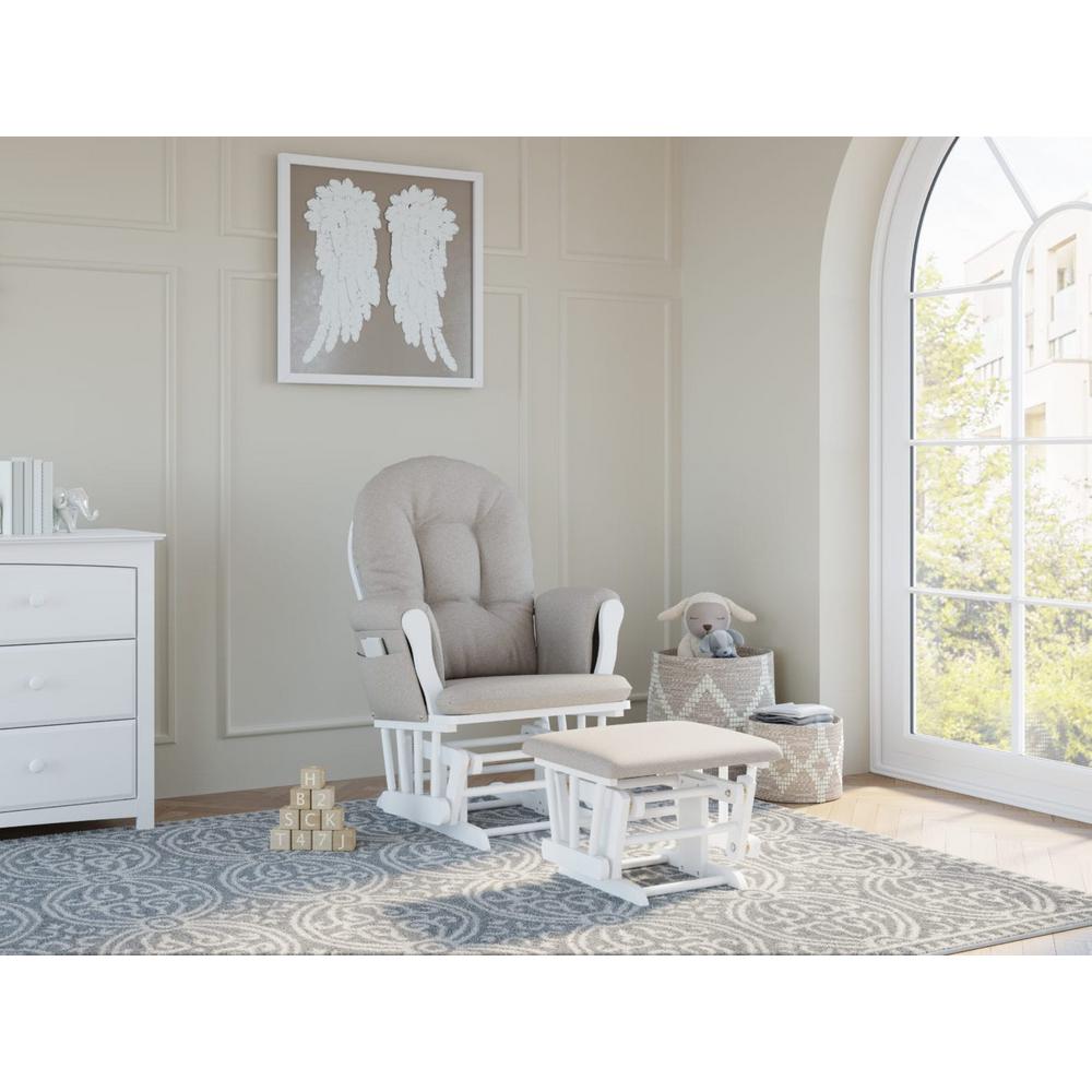 storkcraft hoop white glider and ottoman