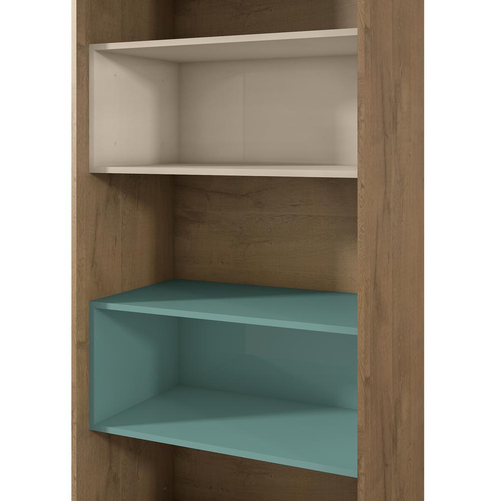 Manhattan Comfort Joy Blue And Off White 5 Shelf Bookcase 350622 Off White 5 Shelf Bookcase 350622