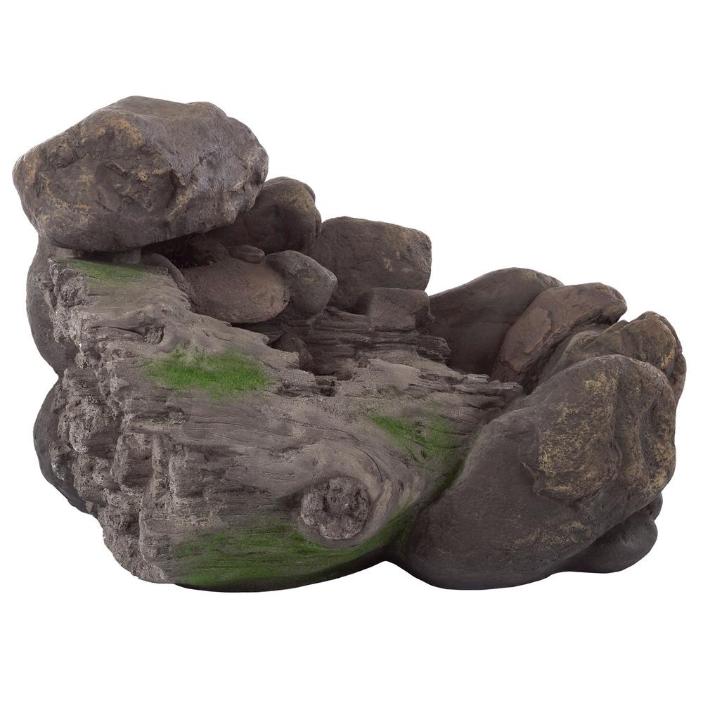 Outdoor Water Fountain Lawn and Garden By Pure Garden 2 Tier Lion Head Fountain With Natural Looking Stone and Soothing Sound for Decor on Patio