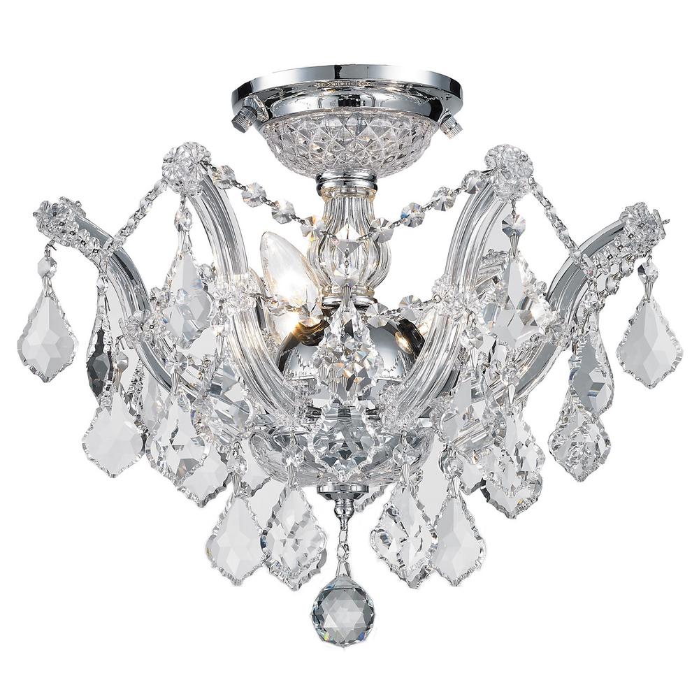 Worldwide Lighting Bayou Collection 3 Light Chrome Crystal Ceiling Worldwide Lighting Bayou Collection 3 Light Chrome Crystal Ceiling
