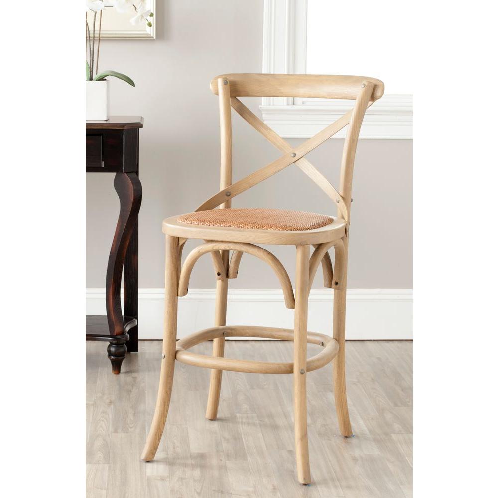 Safavieh Franklin 24 4 In Weathered Oak Bar Stool Amh9504c The Weathered Oak Bar Stool