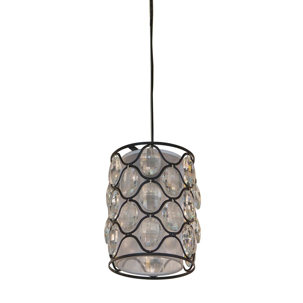 Decor Therapy Claire 1 Light Crystal And Black Steel Framework Decor Therapy Claire 1 Light Crystal And Black Steel Framework Pendant