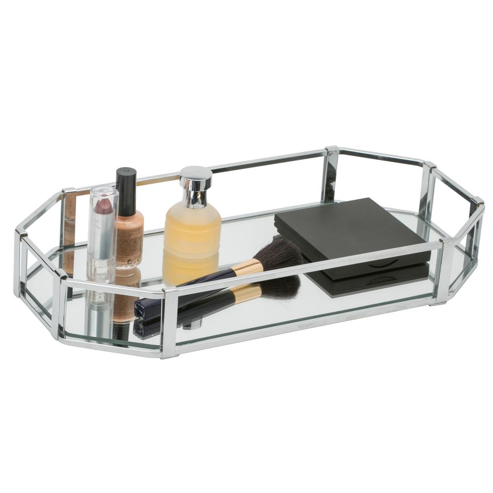 Home Details Rectangular Design Mirror Vanity Tray 26420 Chr The Home Depot