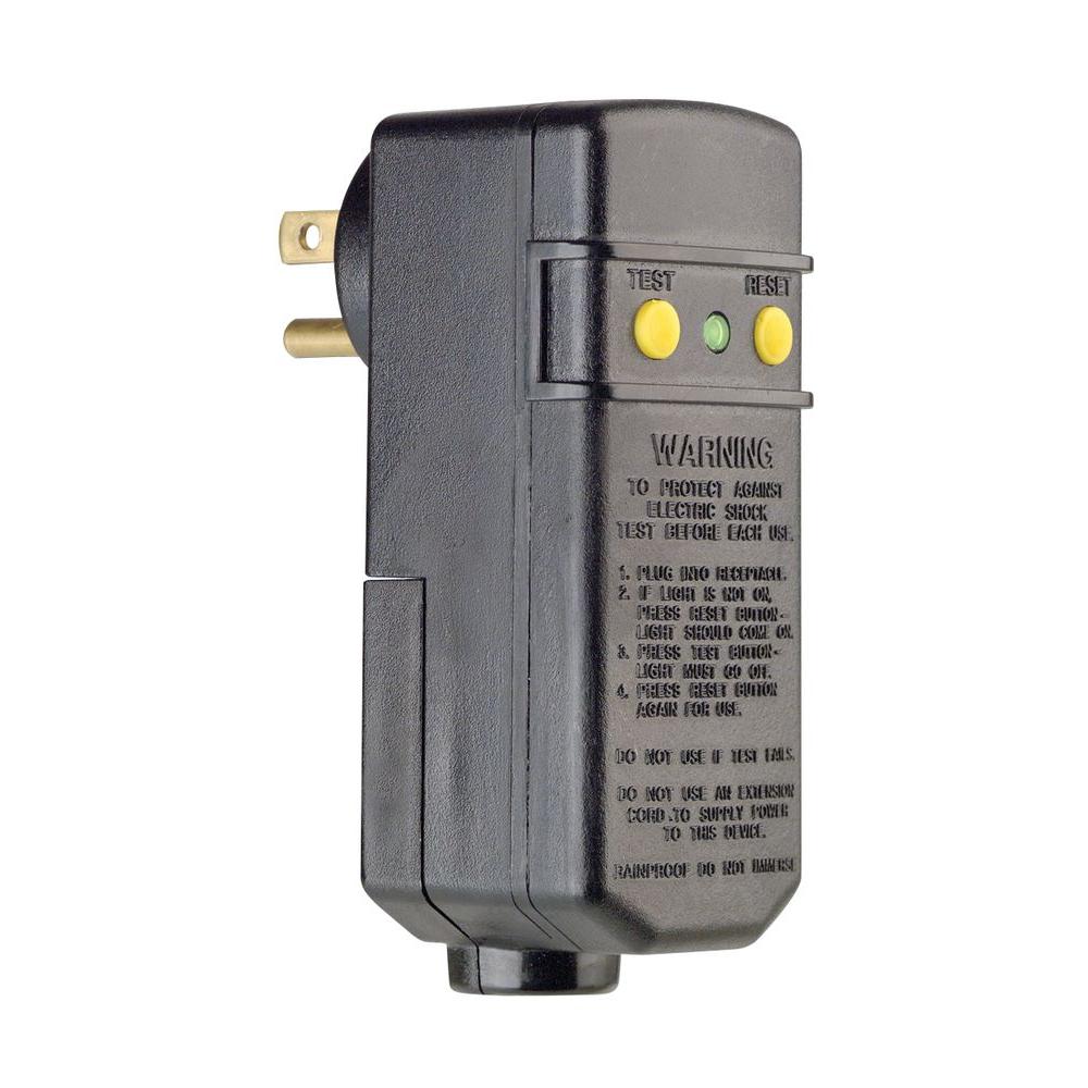 Leviton 15 Amp Compact Right-Angle Plug-In GFCI Outlet, Black-R50-16593-000 - The Home Depot