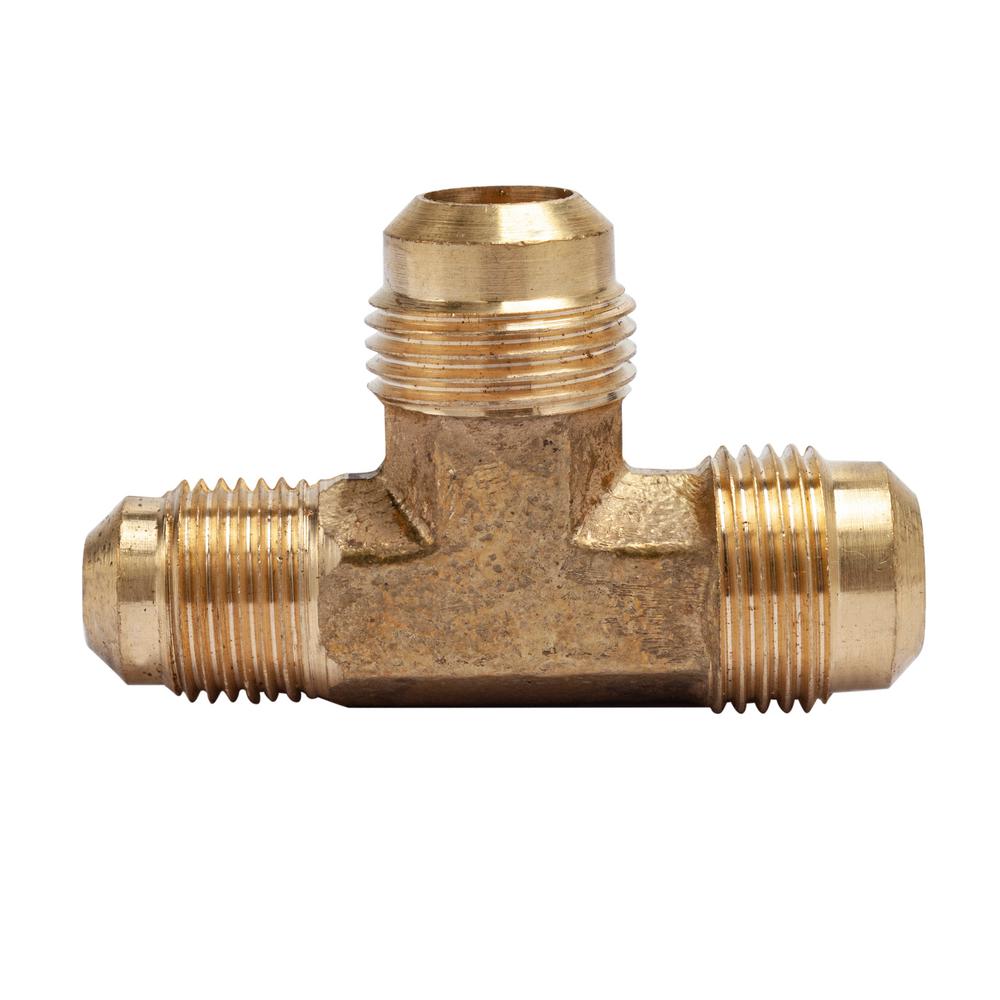 Ltwfitting 1 2 In X 3 8 In X 1 2 In Brass Flare Reducing Tee Fitting 5 Pack Hf44r The Home Depot