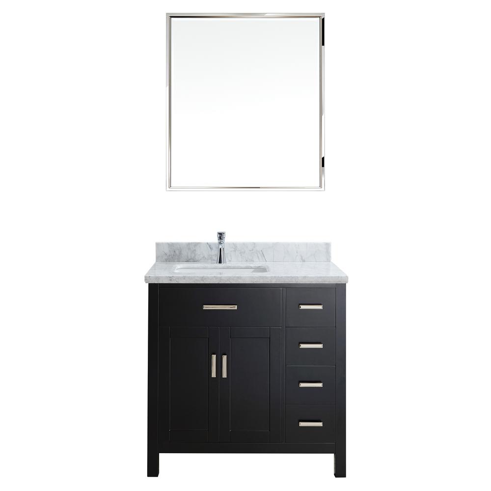Studio Bathe Kalize Ii 36 In W X 22 D Vanity Espresso With Marble Top Gray White Basin And Mirror