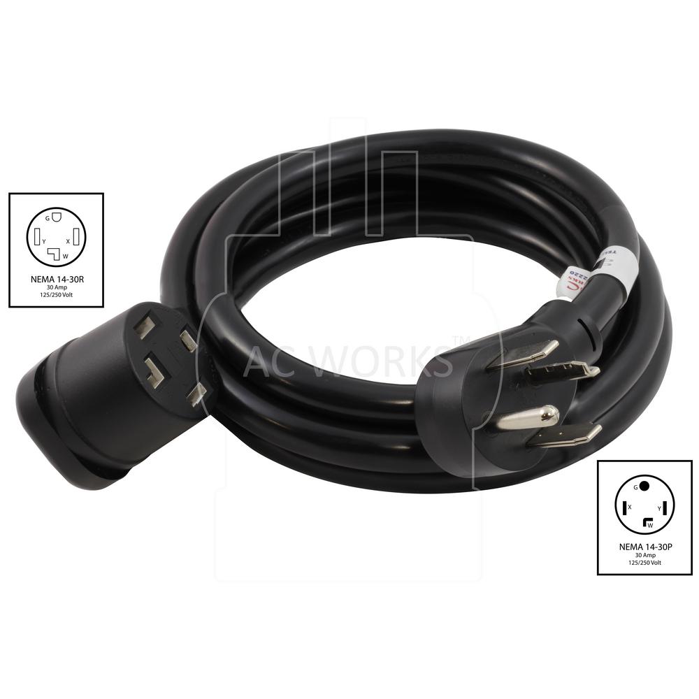 STW 4Prong 30 Amp 125/250Volt Heavy Duty Thick Dryer Extension Cord