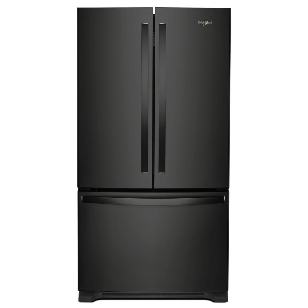 25 Cu Ft French Door Refrigerator In Black With Internal Water Dispenser