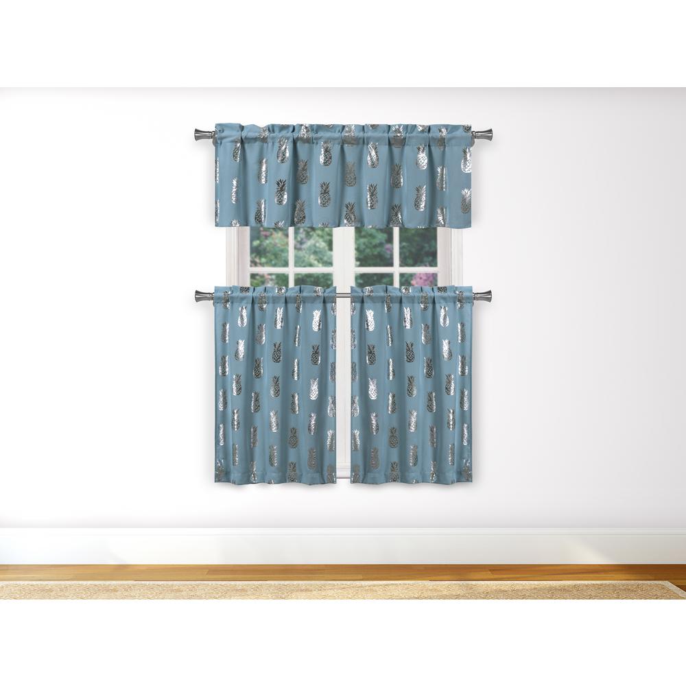 Duck River Alohi Kitchen Valance In Blue Silver 15 In W X 58 In