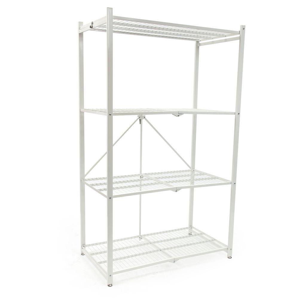 Pop It Garage Shelves Racks Storage The Home Depot 4 Tier Foldable Steel Shelf In White