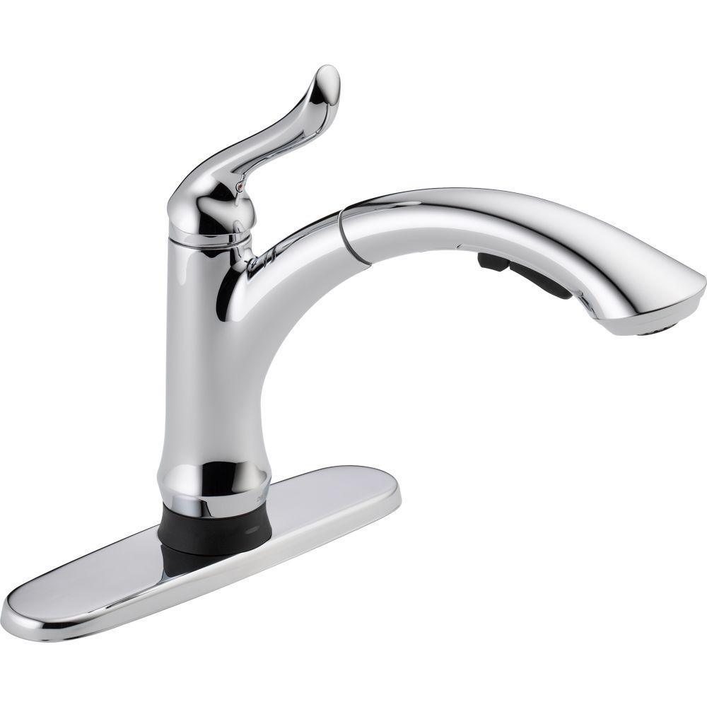 Delta linden single-handle pull-out sprayer kitchen faucet in stainless