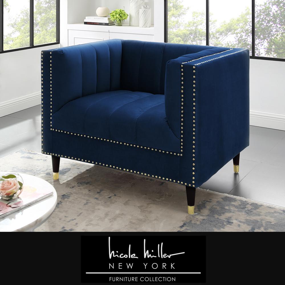 Black Elegant Refined Club Chair with Nailheads Trim for Living Room Sofa Chair