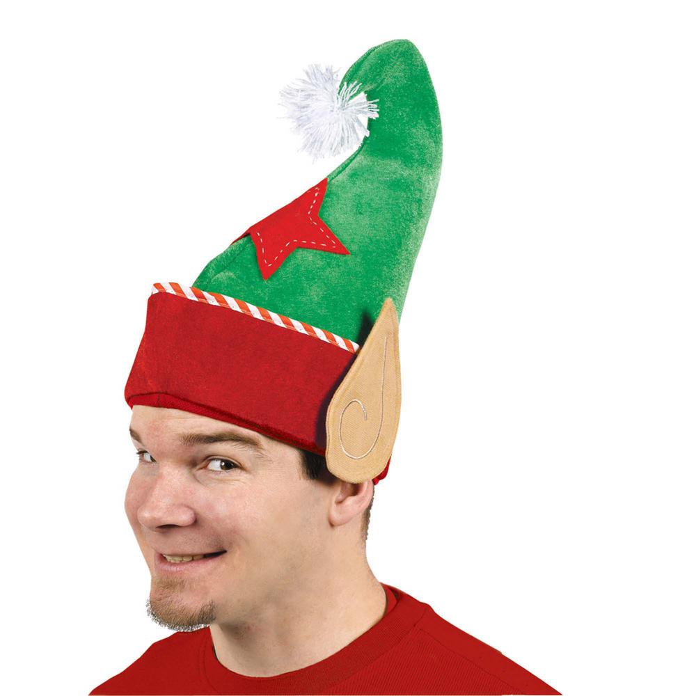 Santa/'s Helper Striped Elf Hat With Cloth Ears Christmas Costume Cap