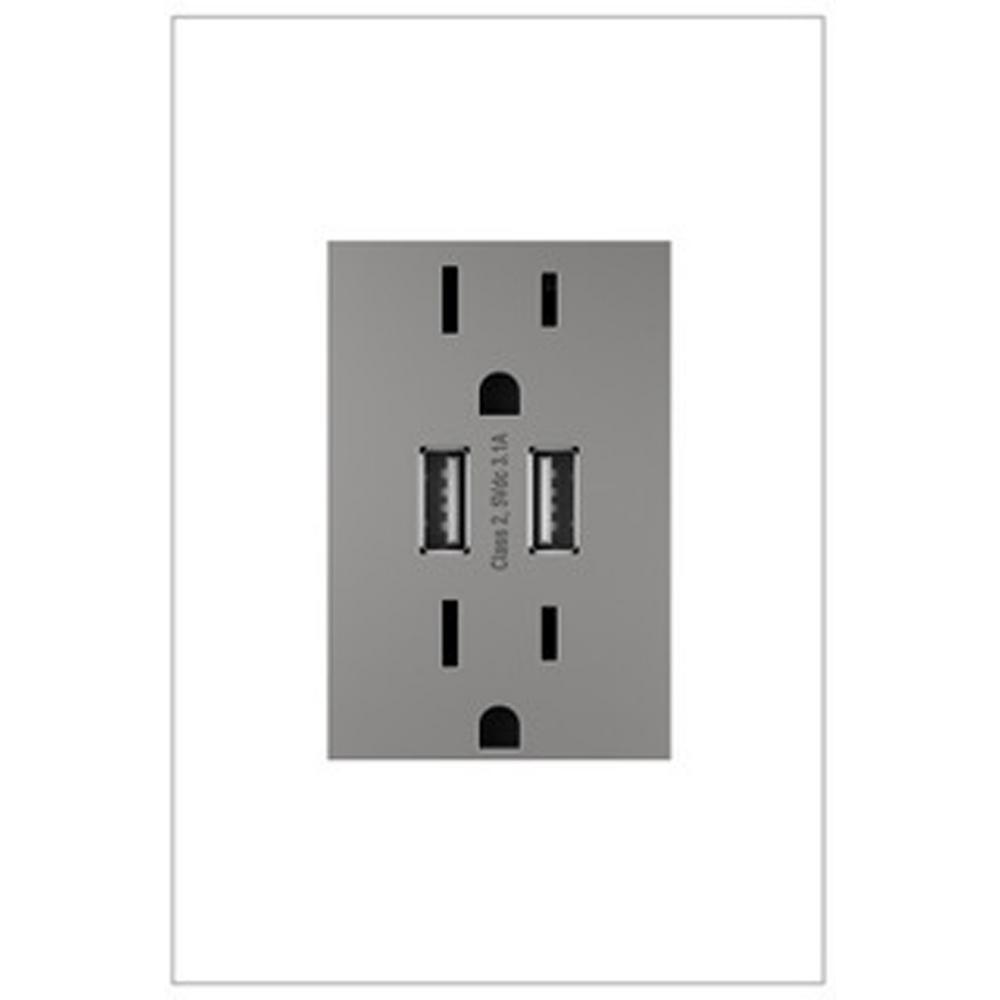 Legrand Adorne 15 Amp 125 Volt Dual Usb Plus Size Duplex Outlet Magnesium