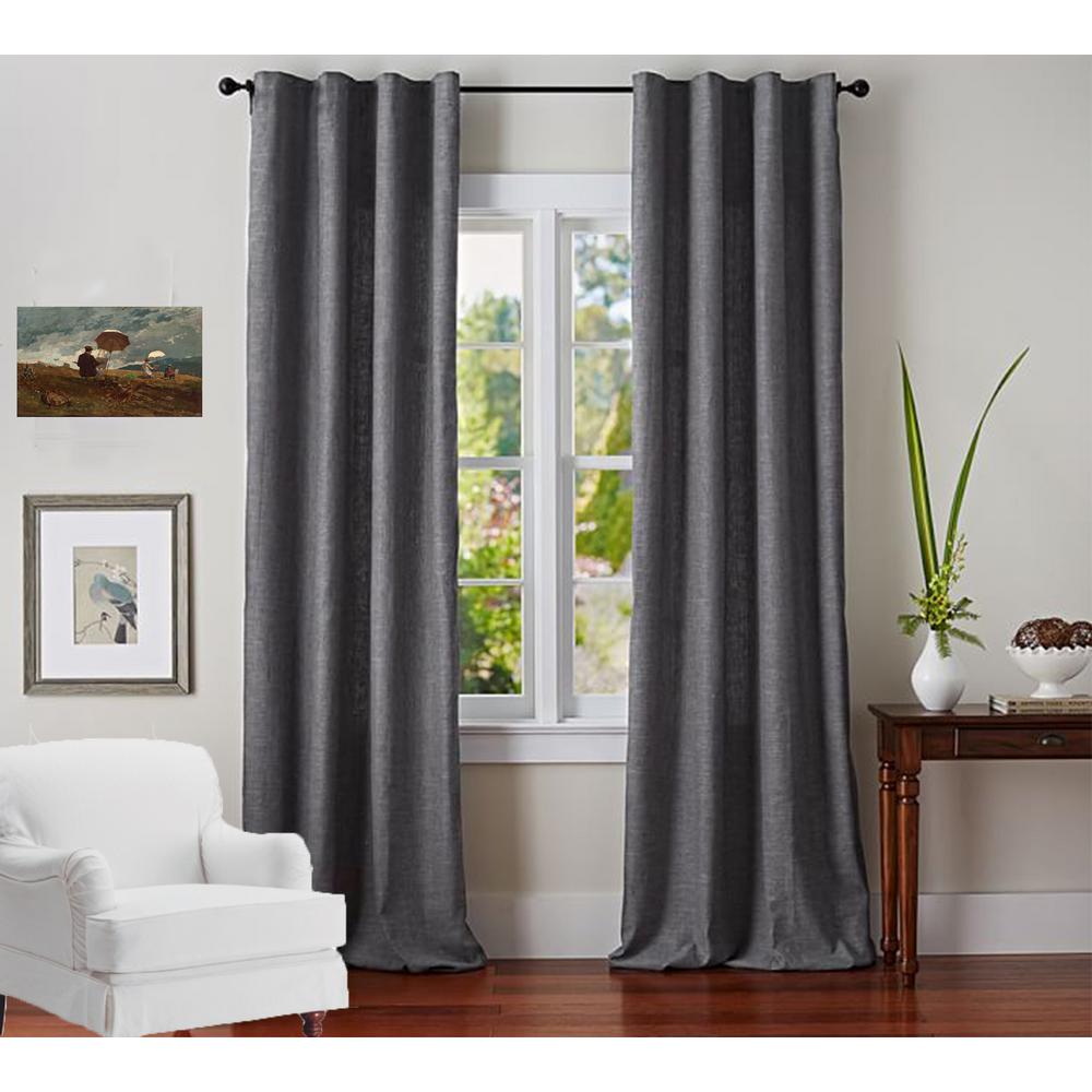 A1 Home Collections Linen Drape In Charcoal 50 In X 108 In
