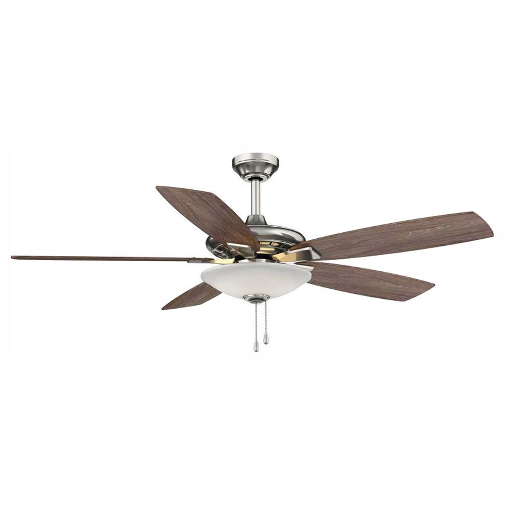 Hampton Bay Menage 52 In Integrated Led Indoor Low Profile Brushed Nickel Ceiling Fan With Light Kit 14600 The Home Depot