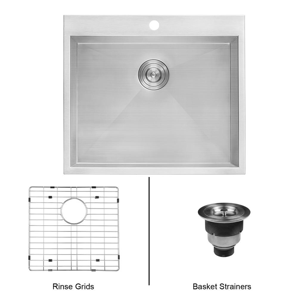 Ruvati 25 In X 22 In X 12 In Deep Drop In Top Mount Single Bowl 16 Gauge Stainless Steel Laundry Utility Sink