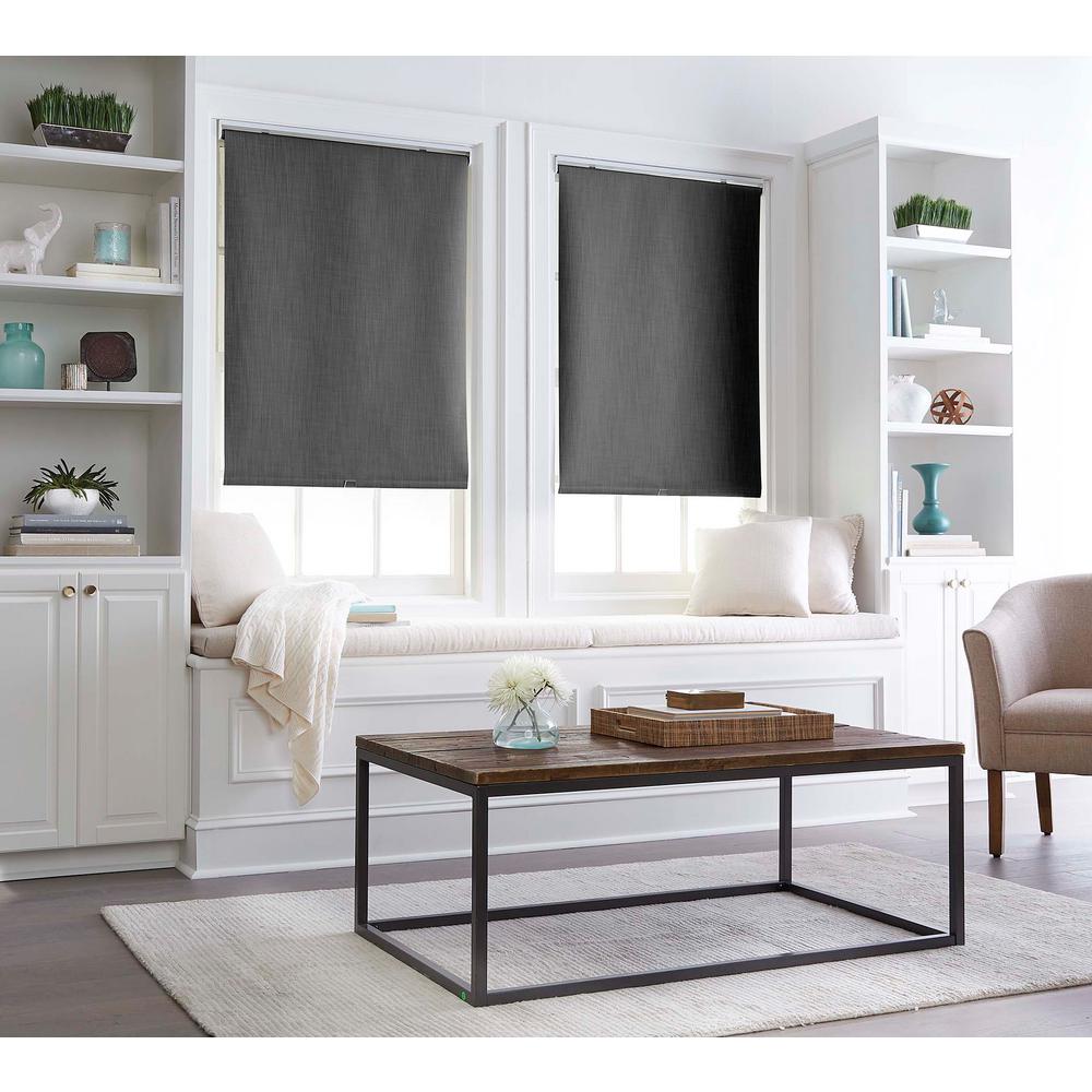 Cut to Width Collins Black RoomDarkening Cordless Roller Shade 27 in