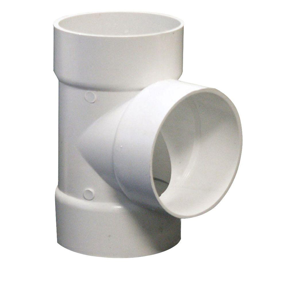 NDS 4 in. PVC Hub x Hub x Hub Tee-4P01 - The Home Depot