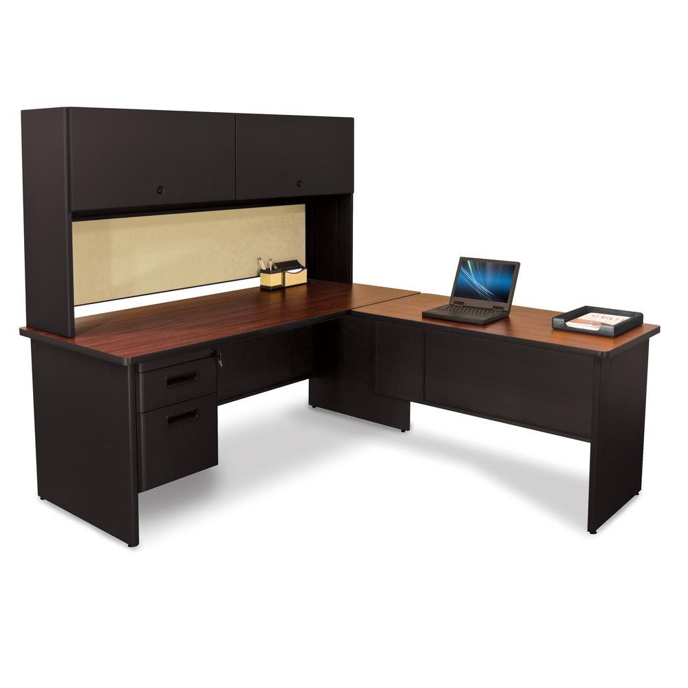 Desks Home Office Furniture The Depot 72 In W X 78 D Black Gany And Beryl Desk With