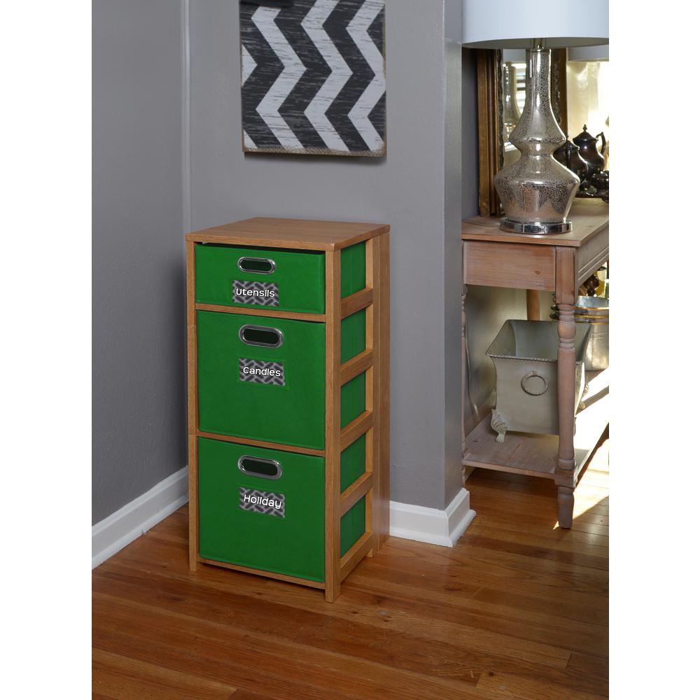 UPC 192357000090 product image for Flip Flop Medium Oak and Green 3-Shelf Folding Bookcase and Storage Tote Set, Me | upcitemdb.com