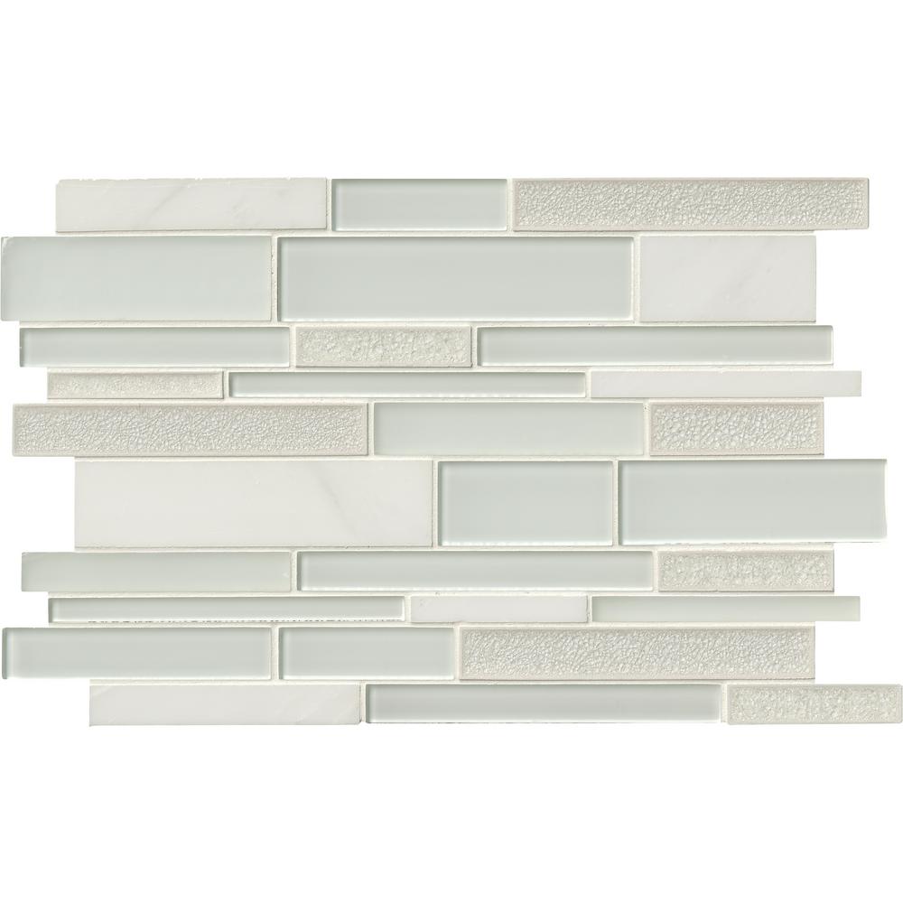 MSI Fantasia Blanco Interlocking 12 in. x 18 in. x 8mm Glass and Stone Mesh-Mounted Mosaic Tile (15 sq. ft. / case)