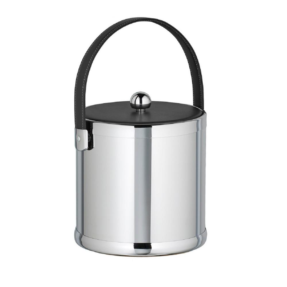 Kraftware Contempo 2 Qt. Black Tall Ice Bucket with Thick Vinyl Lid ...