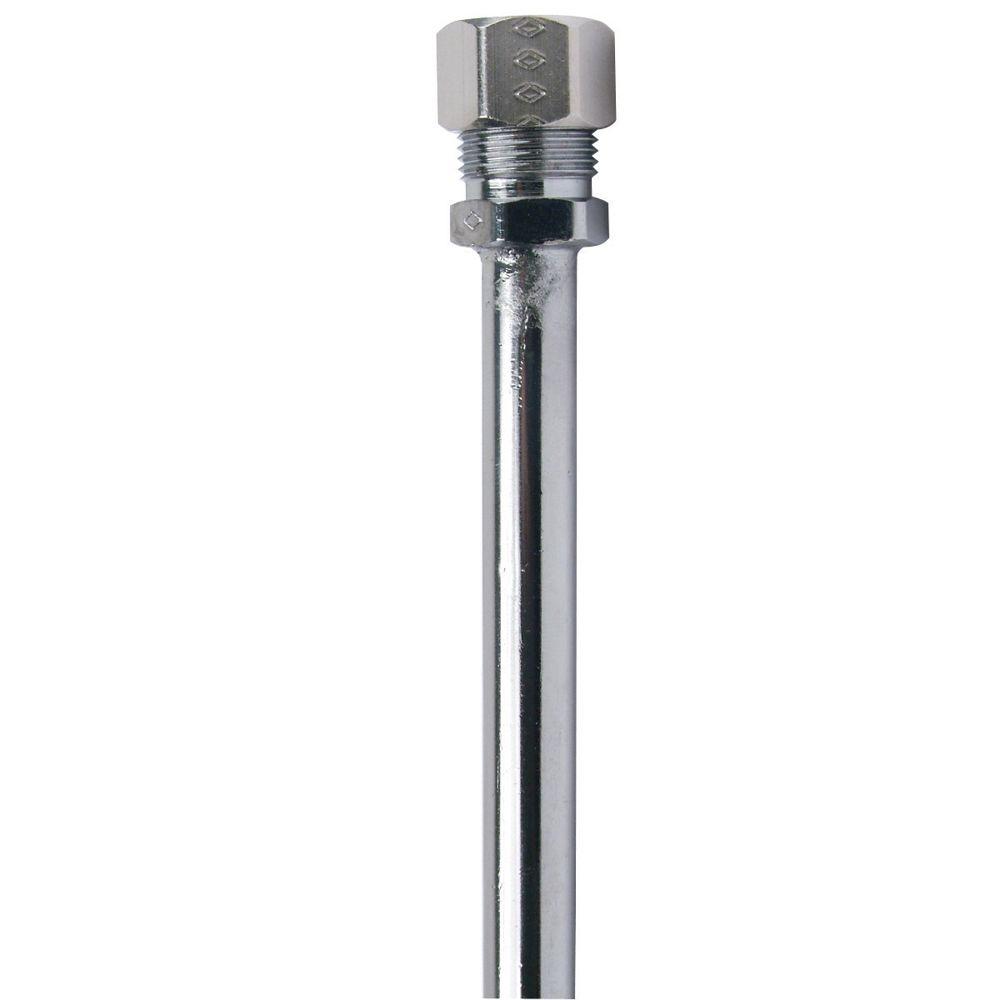 BrassCraft 3/8 in. O.D. x 20 in. Copper Faucet Riser with 3/8 in. O.D. Compression Nosepiece in Chrome (Grey)