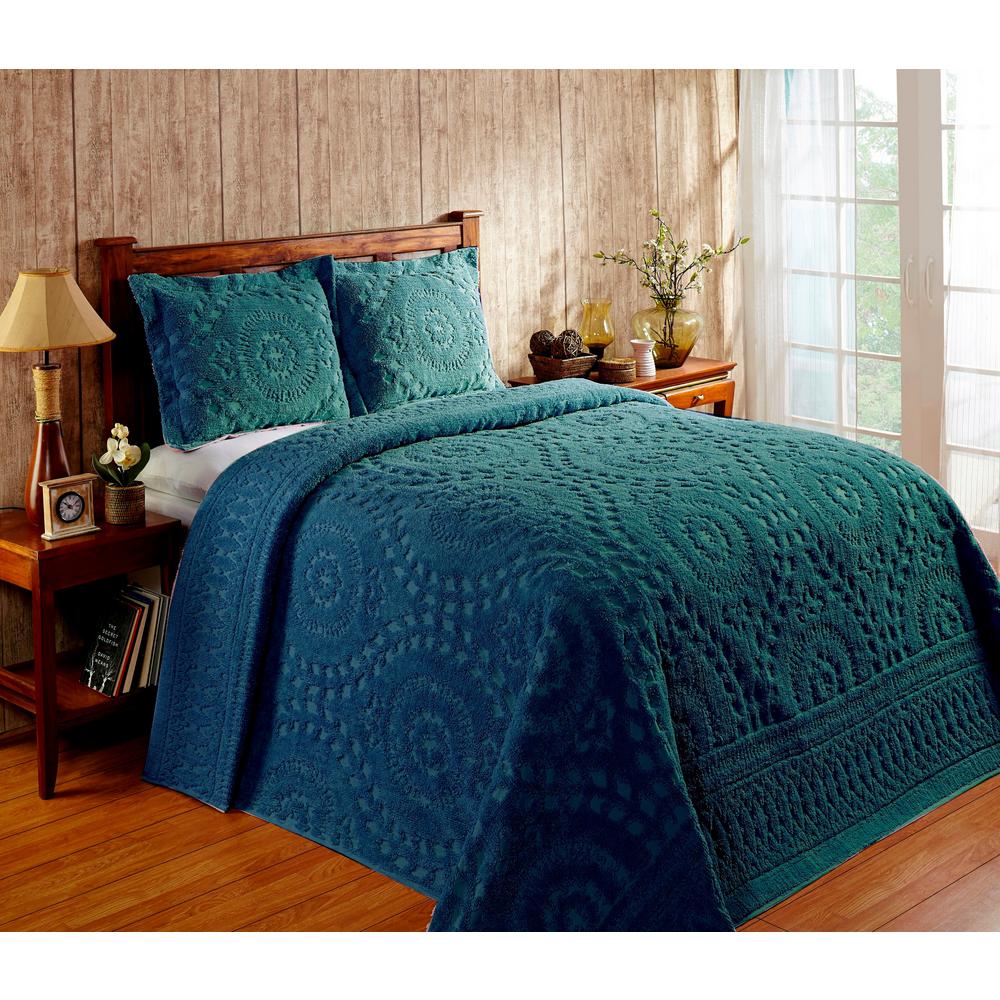 Better Trends Rio Chenille 102 in. x 110 in. Teal Queen Bedspread-SS-BSRQUTL - The Home Depot