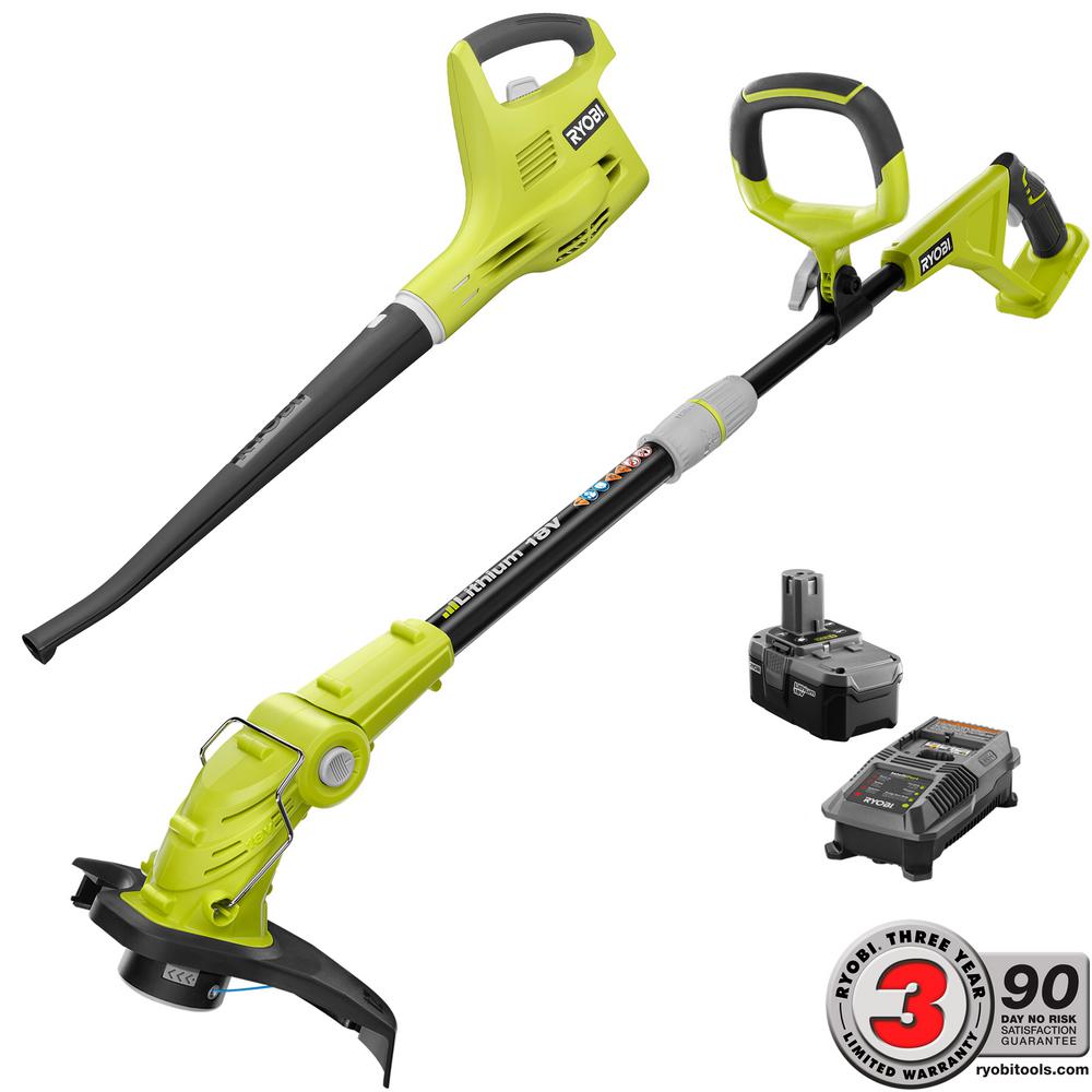Ryobi ONE+ 18-Volt Lithium-Ion String Trimmer/Edger and Blower/Sweeper Combo Kit... by Ryobi