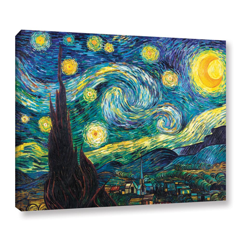 Artwall Starry Night By Vincent Van Gogh Unframed Canvas Wall Art 0van005a2436w The Home Depot