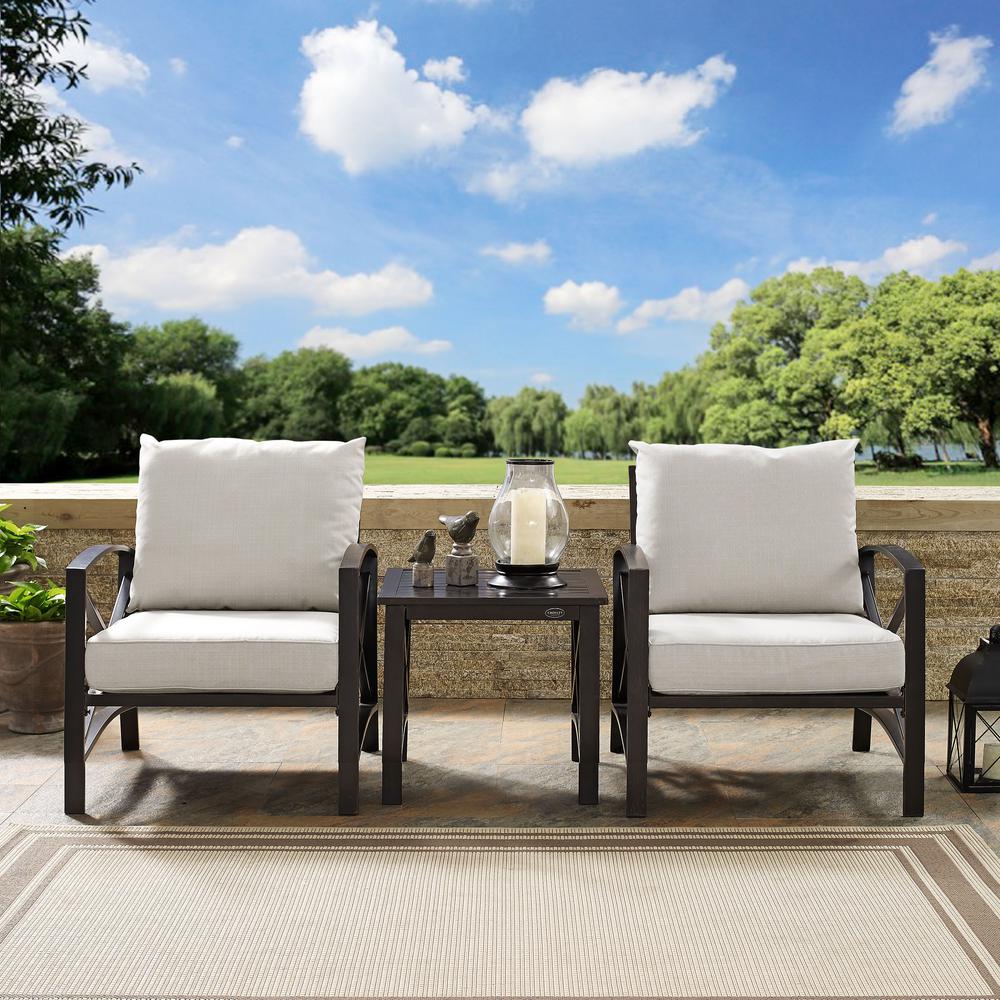 Crosley Kaplan 3-Piece Metal Outdoor Seating Set with Oatmeal Cushions