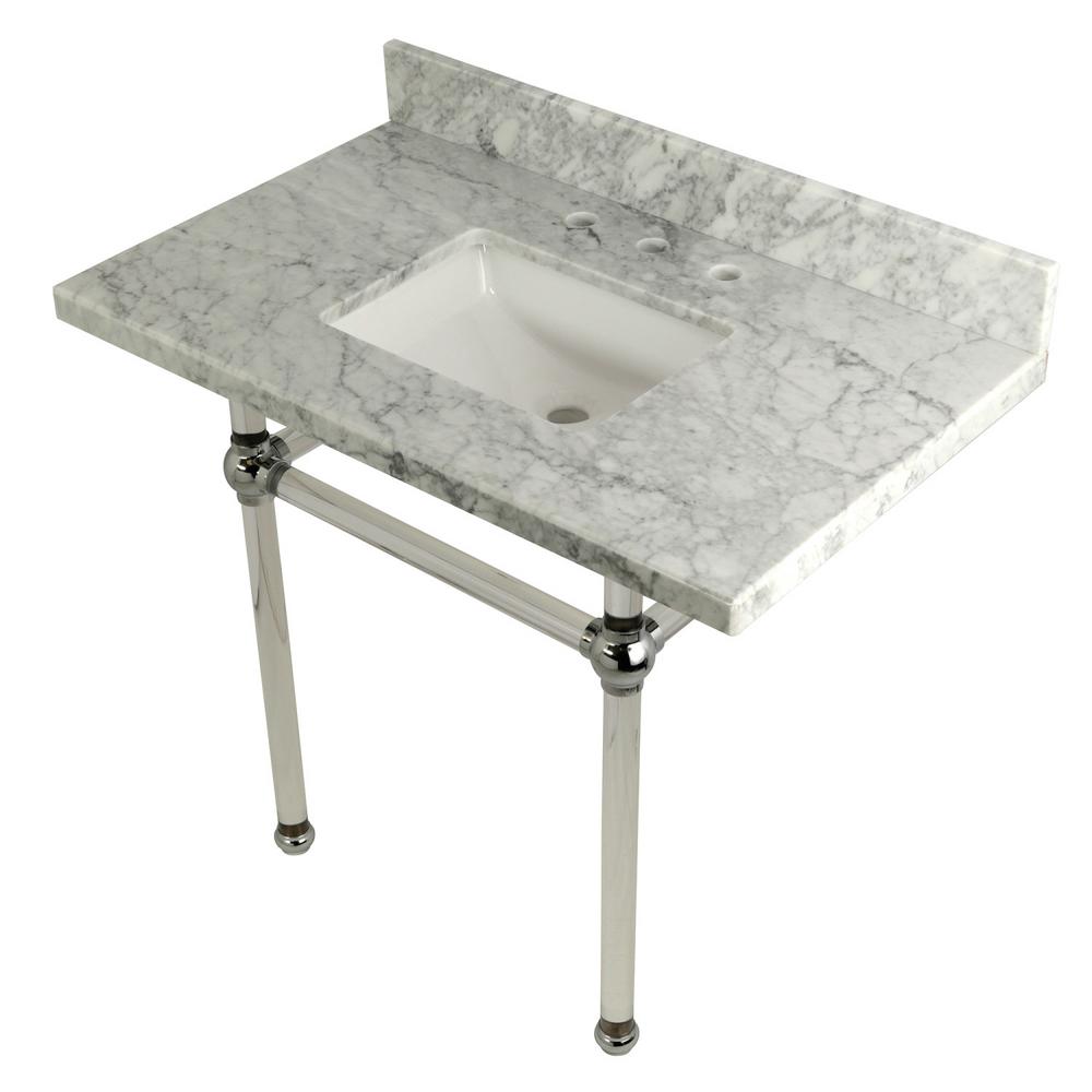 Square Sink Washstand 30 In Console Table Carrara Marble With Acrylic Legs Polished Chrome Ykvpb30masq1 The Home Depot - Bathroom Sink On Chrome Legs Square Sink Washstand 30 In Console Table Carrara Marble With Acrylic Legs Polished Chrome Ykvpb30masq1 The Home Depot - Bathroom Sink On Chrome Legs