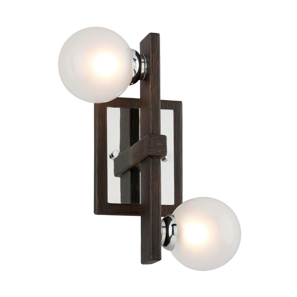 Troy Lighting Network 2-Light Forest Bronze and Polished Chrome Wall Sconce with... by Troy Lighting