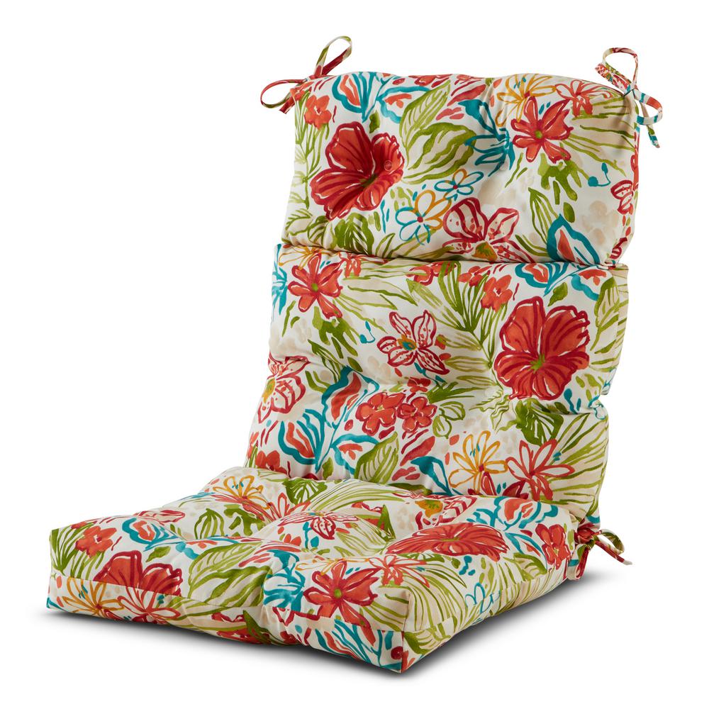 Greendale Home Fashions 22 In X 44 In Outdoor High Back Dining Chair Cushion In Breeze Floral Oc4809 Breeze The Home Depot